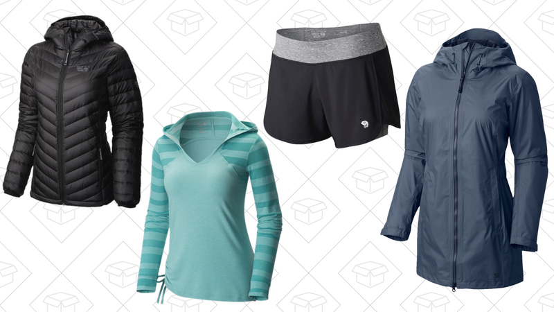 Nitrous Hooded Down Jacket, $143 | DrySpun Burnout Hooded Shirt, $39 | Pacer 2-In-1 Short, $36 | Finder Parka, $98